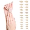 CHEERYMAGIC Pearl Press on Nails 24 Pcs Coffin False Nails Short French Fake Nails Ballerina Acrylic Stick on Nails for Women Girls A2-FSZZJP