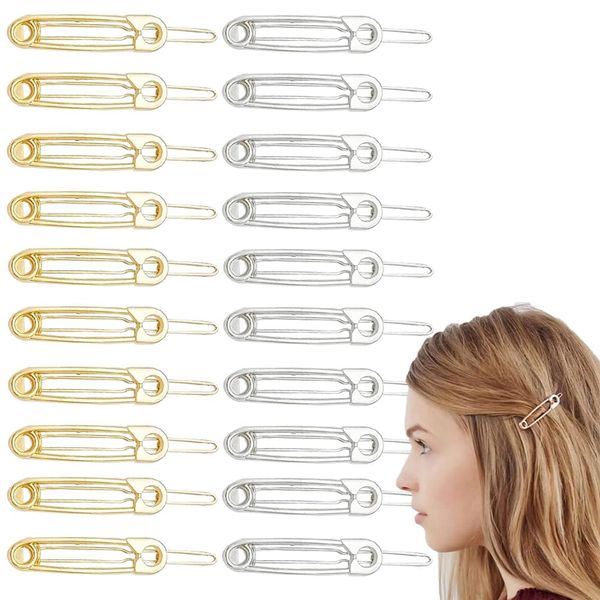 20 Pcs Hair Pins Hair Clips Alloy Safety Pin Shape HairpinSafety Pin Shape Hairpin Barrettes Hairdressing Tool Hair Accessories for Women and Girls