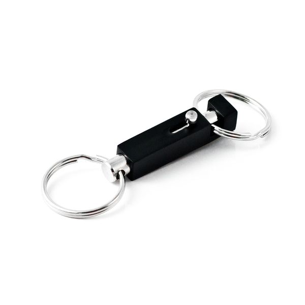 KEY-BAK Quick Release Side Slide, Pull Apart Key Chain Accessory with 2 Split Rings, womens, unisex,Black Rectangle