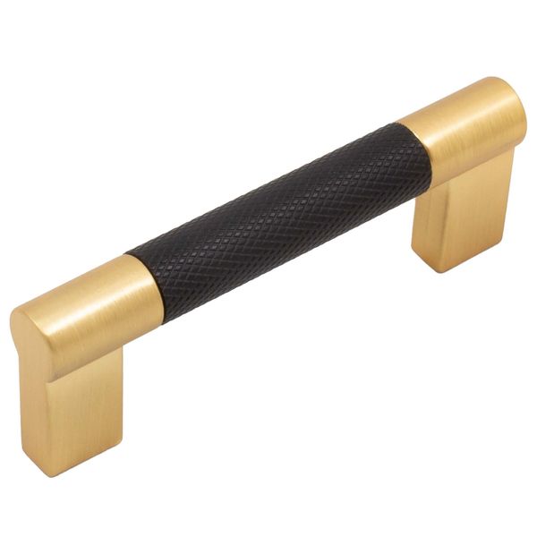 Urban Cabinet Pull, 3 Inches, Matte Black with Satin Brass Ends by Stone Harbor