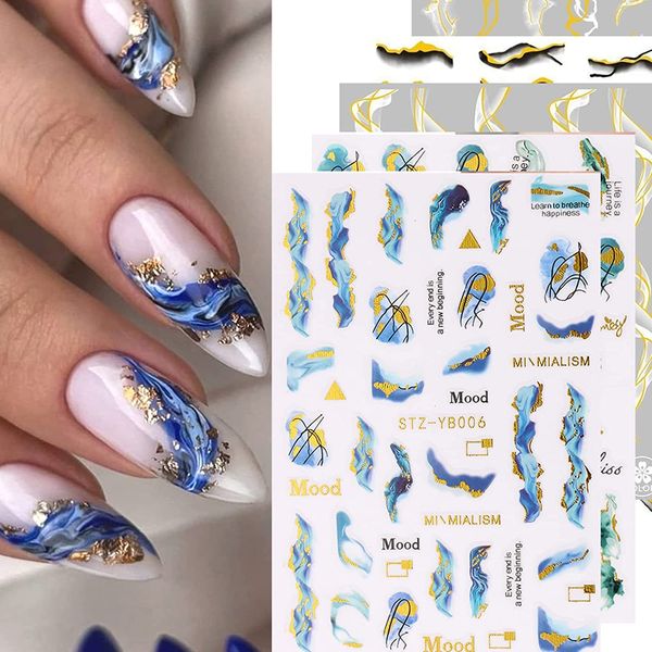 8 Blätter Nagelsticker Marmor, Nageldesign Nagelsticker Selbstklebend Nagelaufkleber Nail Art Stickers für Frauen Mädchen Kinder Nail Art,Selbstklebend Nagelaufkleber Dekoration Nageldesign Zubehör