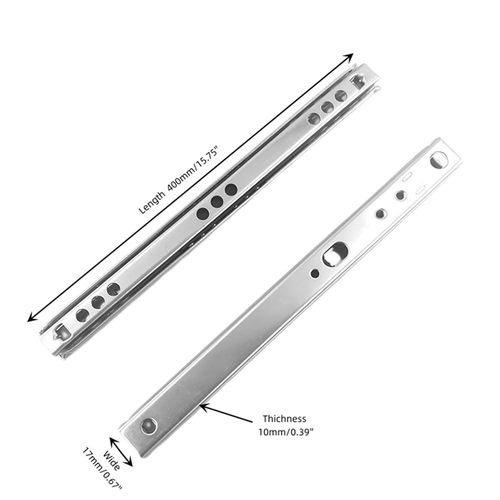 Unifizz Two Way Drawer Slides, 15.75"/400mm Length, 0.7"/17mm Wide, Ultra-Smooth Glide, Soft Close Drawer Rails Rrawer Guides for Kitchen, Dresser, Office & Laboratory, 1 Pair