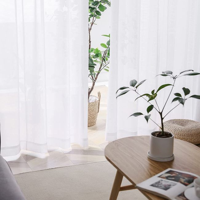 AIFY Lace Curtain, Set of 2, Width 39.4 x Length 42.5 inches (100 x 108 cm), Spring and Summer, Small Windows, Hard to See Through From Outside, UV Protection, Light Shielding, Shading, Energy Saving, Heat Shielding, Thermal Insulation, Living Alone, Priv