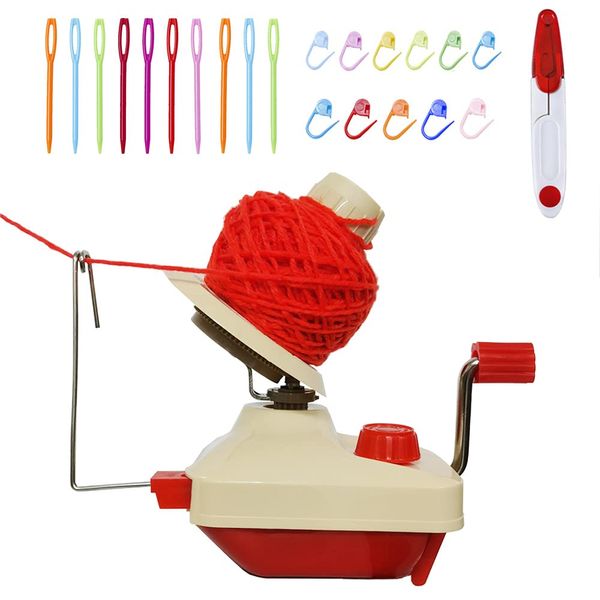 KNEWMART Yarn Ball Winder,Convenient Ball Winder for Yarn,Yarn Swift and Ball Winder Combo with Easy Installation for Yarn Storage with 1 Pieces Scissors + 20 Pieces Stitch Knitting Needles(22)