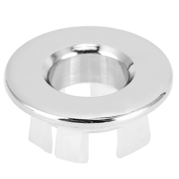 Hapivida Sink Overflow Ring, Sink Overflow Cover Sink Hole Cap Round Basin Overflow Trim Overflow Drain Cap Cover Insert in Hole for Kitchen Bathroom 30mm (Silver)