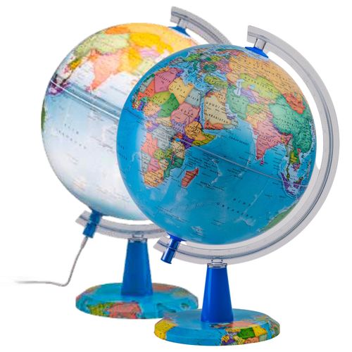 TOPGLOBE 20cm Illuminated Globe - English Map - Modern Political World globe - Educational/Geographic/Desktop Decoration
