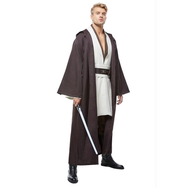 Men's Tunic Cosplay Costume Adults Outfits Halloween Robe Hooded Uniform Large