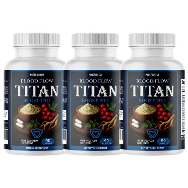 Blood Flow Titan Boost Pro Formula for Strength & Energy, 3 Bottles
