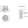 Elesa Insert Bushing for Round Pipes, Outer Diameter 48 mm, Inner Diameter 42 mm, Thread M16