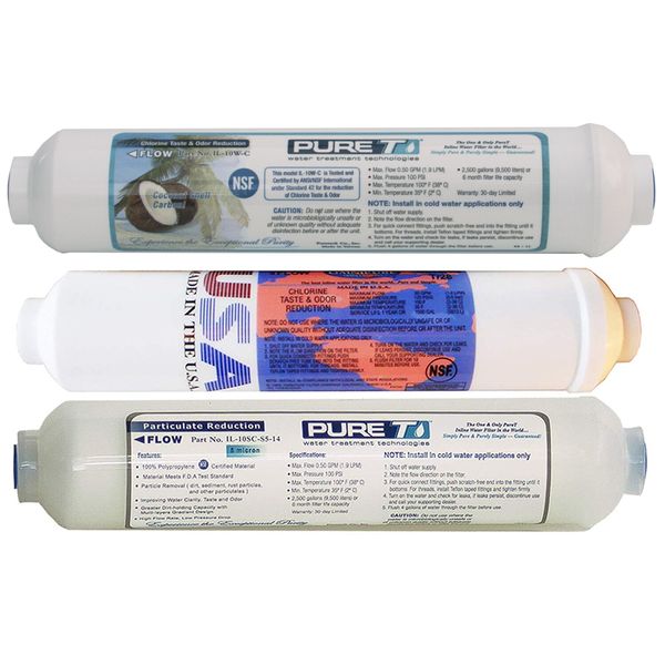 3pcs portable Reverse Osmosis RO replacement filter set, sediment, GAC T28 & T33