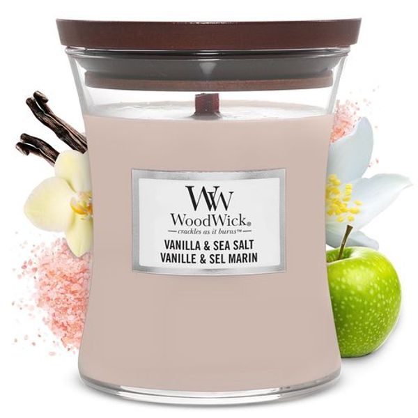 WOODWICK JARS Medium Vanilla &amp; Sea Salt Aroma Candle [Parallel Import]