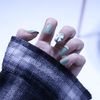 24 Pcs Nail Tips Butterfly Nail Pearls Blue Apple Color for Wedding,Party,Holiday,Dating, Prom,Daily Life