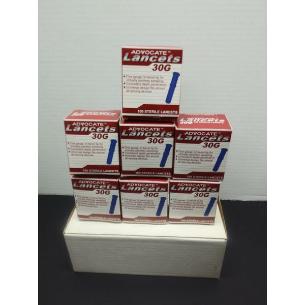 Advocate 30G Sterile Lancets 7 Boxes 700 total in Sealed Boxes