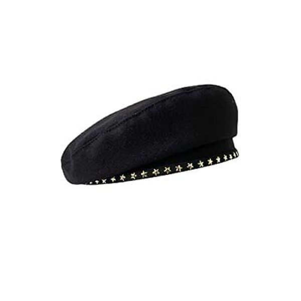 Women's Lady's Newsboy Cap Bakerboy Cabbie Flat Cap Visor Medium-Large Black