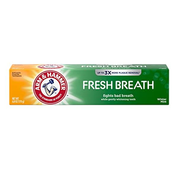 ARM & HAMMER Advanced White Breath Freshening Toothpaste-, One 6oz Tube, Winter Mint- Fluoride Toothpaste (Packaging May Vary)