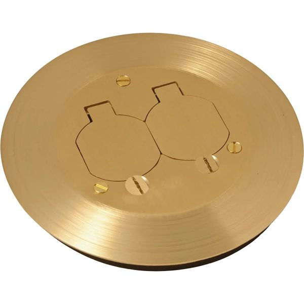 Hubbell-Raco RAC5500KIT Round Floor Box Kit Device Cover Duplex Solid Brass