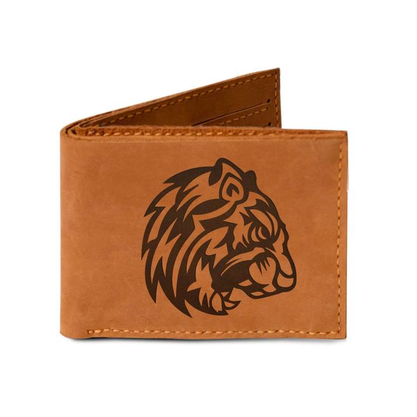 Men's Lion Tatoo Style -22 Handmade Genuine Pull-up Leather Wallet MHLT_03