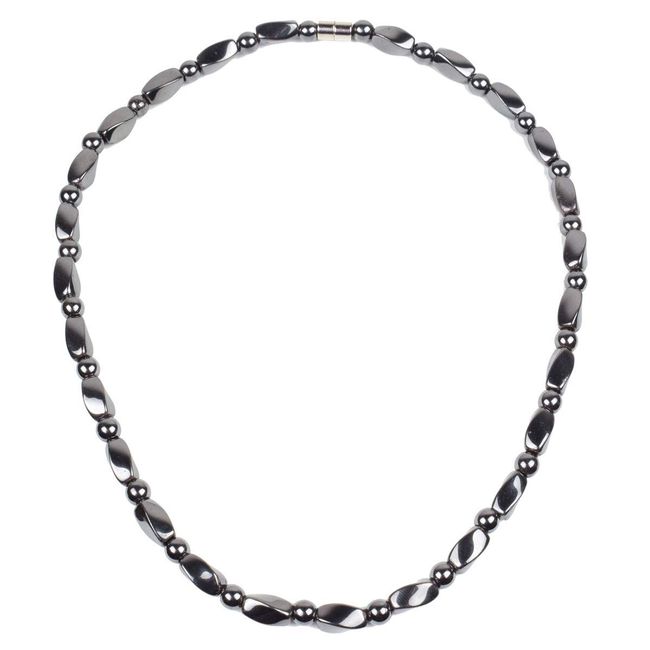 IRUMENG Mens Hematite Necklace Black, Strong Magnetic Necklace for Healing Therapy Reduce Pain in the Neck, Shoulder, and Head - 21.6 inch (55cm)