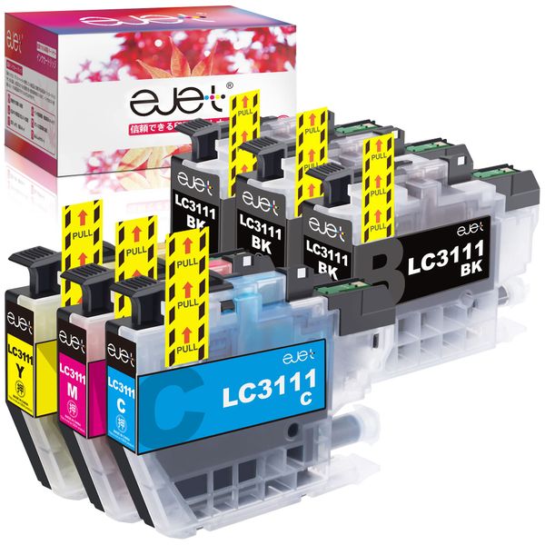 Ejet LC3111, LC3111BK, LC3111-4pk Brother Printer Compatible Replacement Ink Cartridges, 4 Color Set (Total of 6 Cartridges), Ink Level Display, Individually Wrapped