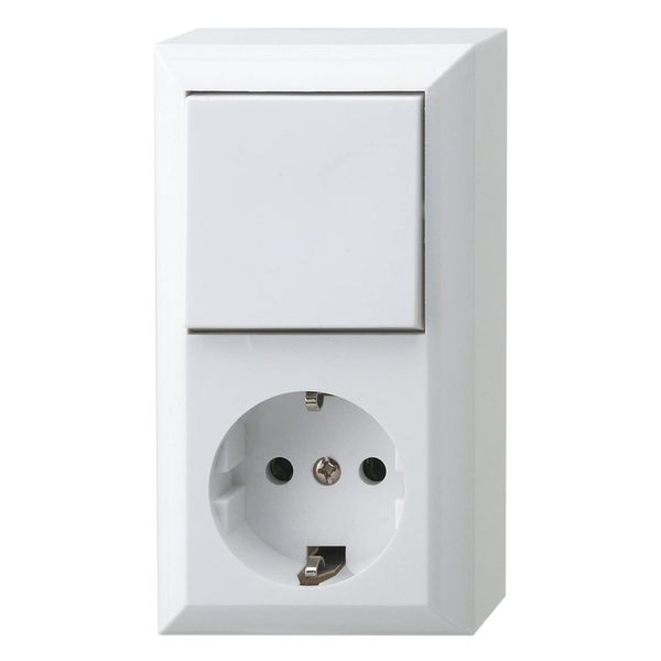 REV 0510156777 PlanoLuxe Surface-Mounted on/Off Switch with Socket, White, A/W-Schalter + Steckdose