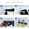 Broom Holder Wall Mount & Garden Tool Organiser, kitchen, 6 Hooks 5 slots (Grey)