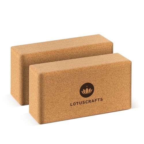 Lotuscrafts® Yoga Block Cork Set of 2 or Single, Cork Block in 2 Sizes, Made in Portugal, 100% Natural Yoga Blocks Made of Cork, Yoga Accessories for Beginners and Advanced Users (Small, Double Pack)