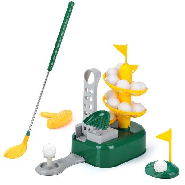 Liberry Kids Golf Club Set for 3 4 5 6 7 Years Old Boys Girls, Toddler Golf Set with Golf Dispenser, Retractable Clubs & 2 Heads, Indoor Outdoor Sport Toys Birthday Gifts