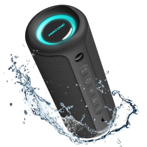 MIATONE BoomPro Bluetooth Speaker, 40W Output, IPX7 Waterproof, Outdoor Wireless Speaker, Bluetooth 5.3 RGB, LED Light, DSP Processing, PC, PC, Car/Passive Radiator, 20 Hours Continuous Playback,