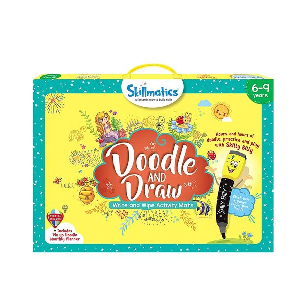 Skillmatics Educational Game : Doodle and Draw | Reusable Activity Mats with 2 Dry Erase Markers | Gifts & Creative Learning for Ages 6-9