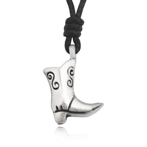 New Cowboy Boots Silver Pewter Charm Necklace Pendant Jewelry