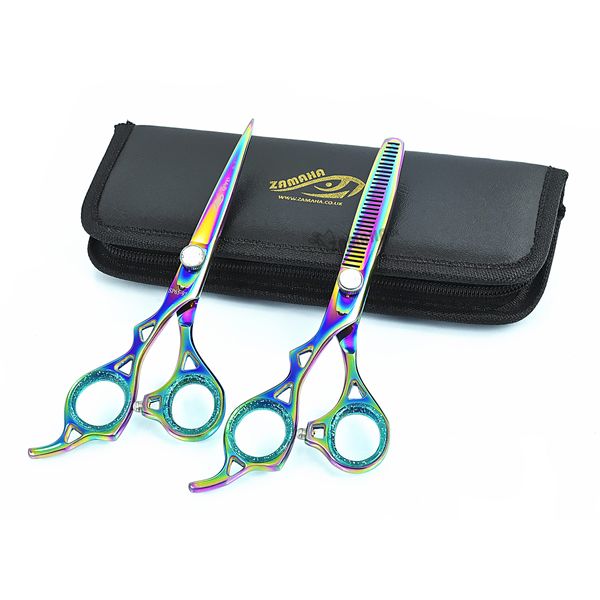 ZAMAHA UK Left Handed Hairdressing Scissors Professional Hair Cutting Scissors Kit/Thinning Shears/Barber Scissor/Hair Scissors -6.5'' Texturing Scissor,Thinning Scissors for Men Women