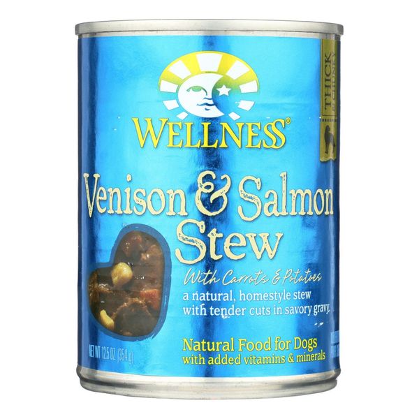 Wellness Pet dog Food Venison & Salmon W/Potatoes & Carrots-Case Of 12-12.5 Oz.