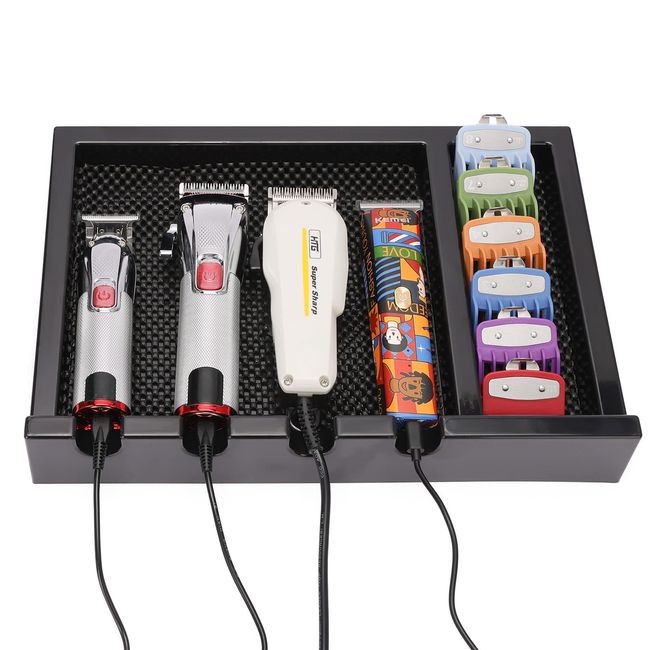 Barber Clipper Tray，Clippers Organizer Razor Case with 4 Notches, Clipper Tray Organizer,Anti-Slip Hair Trimmer Holder Tray Barber Tool Box