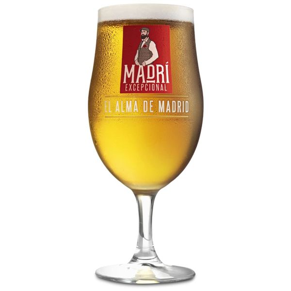 Madri Exceptional Beer Glass | Pint to Brim 20oz | Nucleated Chalice Glass | Official Molson Coors Merchandise | Perfect for Your Home Bar or Mancave | 1 Glass