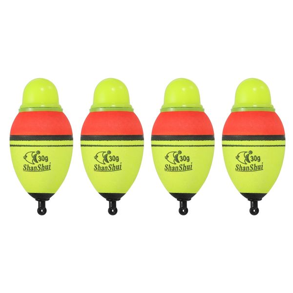 PATIKIL 4pcs 30g/1.1oz Lighted Fishing Slip Bobber EVA Light Up Fishing Float Night Fishing Yellow