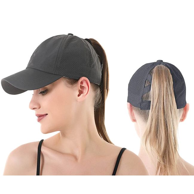 Damen Mädchen Pferdeschwanz Baseballkappe Sonnenschutz Laufkappe Schnell Trocknende Sonnenblende Hut Tennis Golf Basecap Hut Einstellbar Ponytail Baseballmütze UV Sonnenhut Schirmmütze Sommermütze