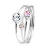 Elli Ring Women Stacking Ring Set Modern with Crystals in 925 Sterling Silver