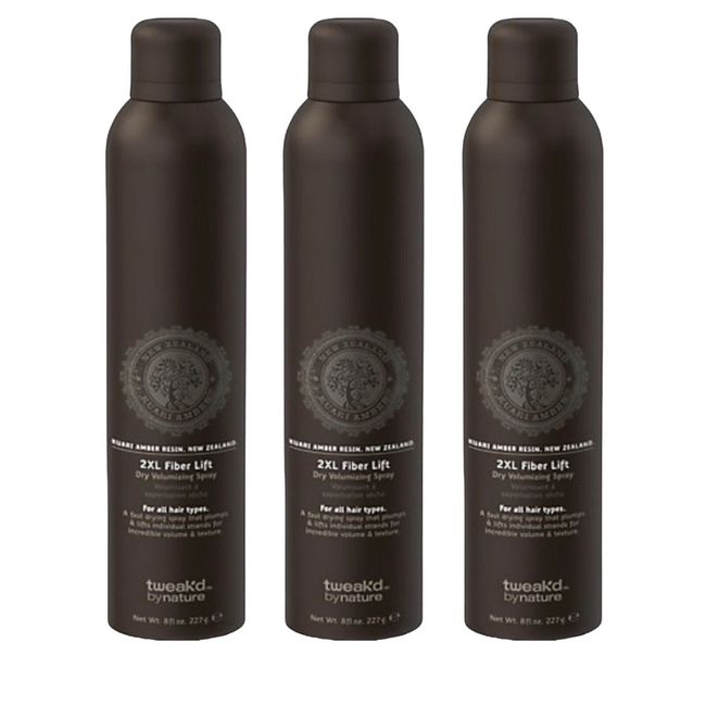 3 PACK Tweak'd by NATURE 2XL FIBER LIFT VOLUMIZING DRY SPRAY ALL HAIR 8oz SEALED