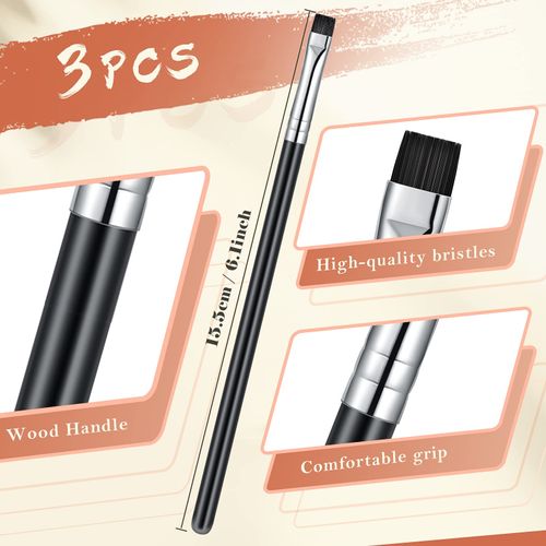 3 Pennello Piatto per Correttore Sopracciglia Eyeliner Pennello di Precisione per Definizione Pennello Piccolo per Ombretto Contorno di Naso Pennelli per Trucco in Setole Sintetiche Sottili