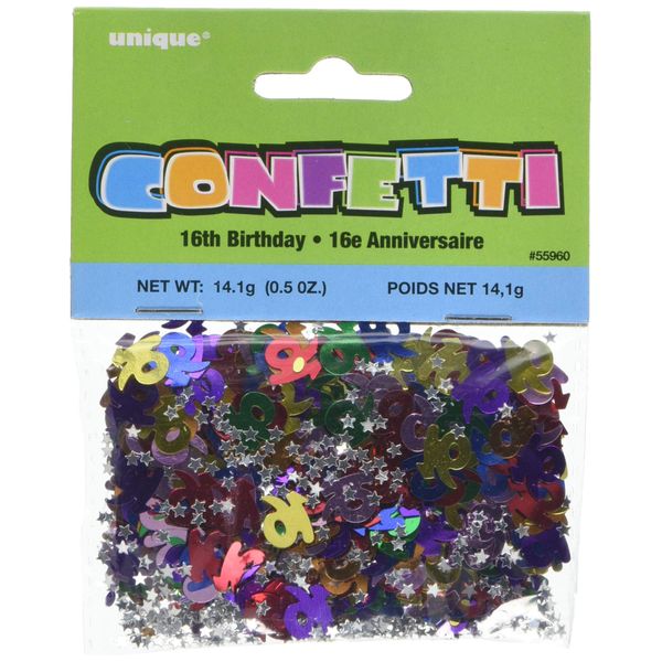 Unique Party 55960 - Foil 16th Birthday Confetti
