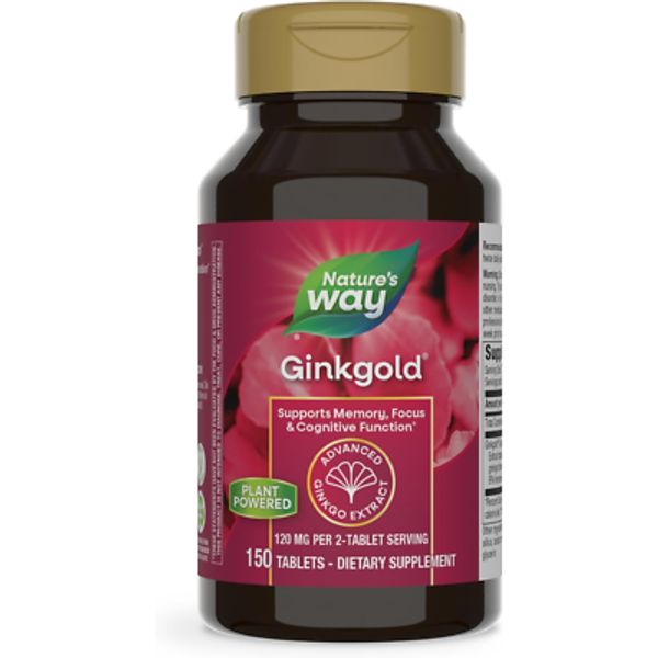 Nature's Way Ginkgold, Ginkgo Biloba Extract, Memory Focus Cognitive,150 Tablets