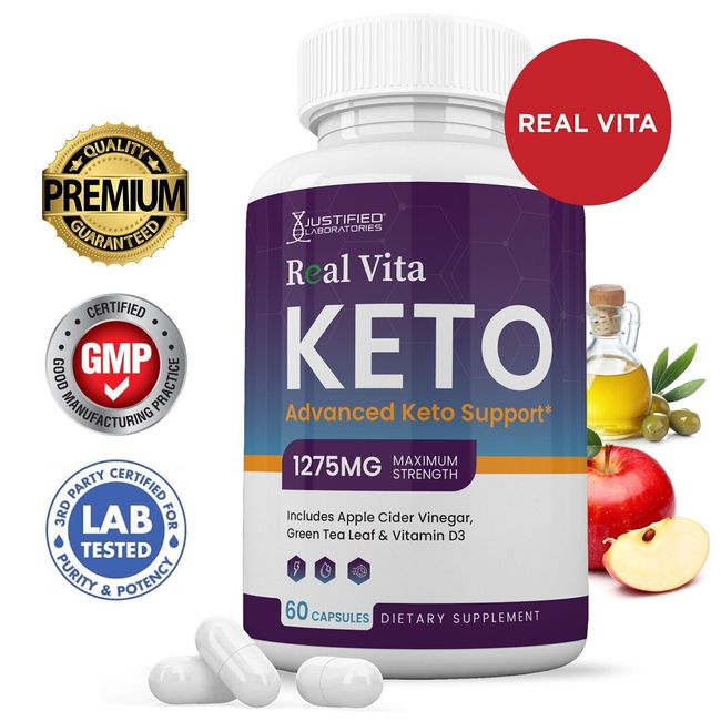 Real Vita Keto ACV Pills 1275 MG Stronger Than Gummies Keto Support 1 Bottle