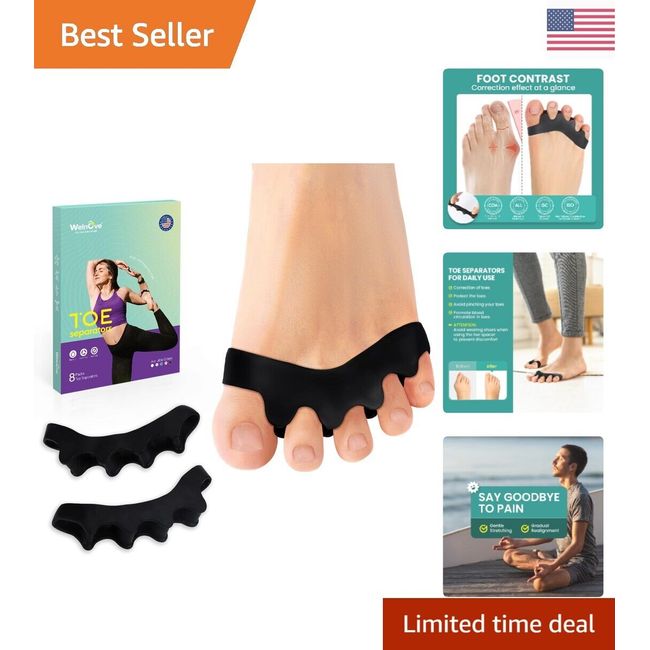 Toe Separators Bunion Corrector - Gel Straightener - Pain Relief - 8 Pcs M-XL