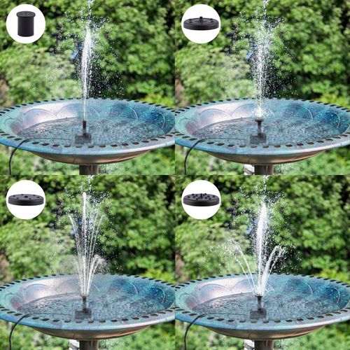 Solar Fountain Pump for Bird Bath, with Separate Solar Panel, 2 W Upgraded Solar Water Pump with 3 M Long Cable & 4 Nozzles for Bird Bath, Outdoor Pond, Patio Garden and Fish Tank (Black)