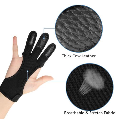 Coolrunner Archery Glove Three Finger Leather Archery Protective Gloves Archery Shooting Gloves for Kids, Archery Protective Gear Accessories (L)