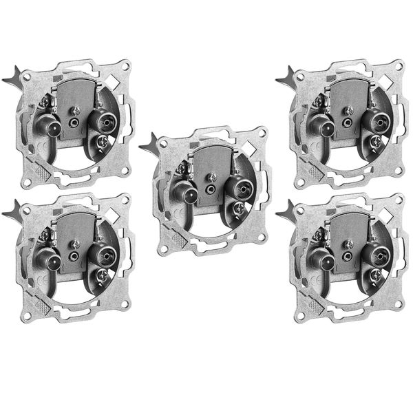 1aTTack.de 5 x antenna socket satellite cable socket 2-way 2-hole socket pass-through socket 10 dB through-loss