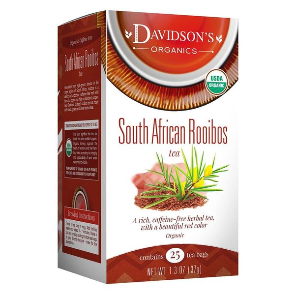 Davidson's Organics, South African Rooibos, 25-count Tea Bags, Pack of 6