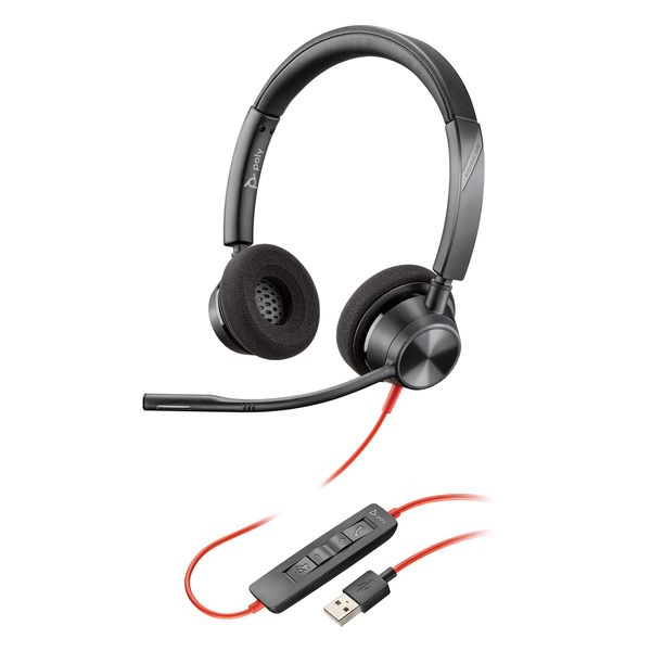 Plantronics - Blackwire 3320 USB-A - Wired, Dual-Ear (Stereo) Headset with Boom Mic - USB-A to Connect to Your PC, Mac or Cell Phone - Works with Teams, Zoom & More