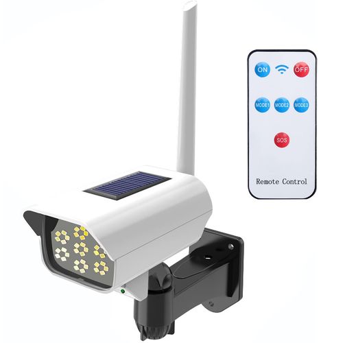 Solar Powered Fake Security Camera, Dummy Simulated CCTV Surveillance System with LED PIR Motion Sensor Detection Light for Indoor Outdoor Home, Office, Shop, Garage