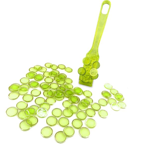 TCOINERY Bingo Lotto Game Set - Transparent Magnetic Wand & Semitransparent Chips - Family Casino Game Night Tokens, STEM Learning Accessories, Alphanumeric Counting and Sorting Chess (Yellow)
